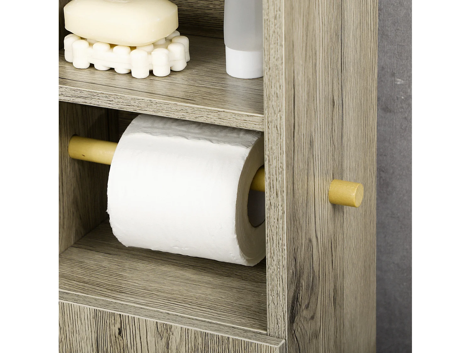 Mobile bagno salvaspazio con armadietto e ripiani grigio