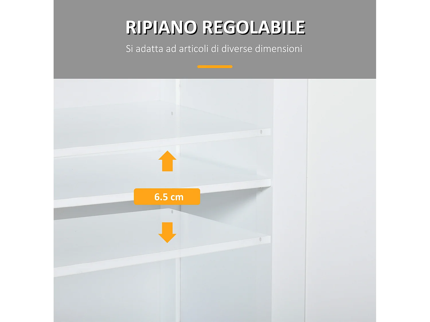 Mobile bagno 2 ante con ripiano regolabile e 2 cassetti bianco