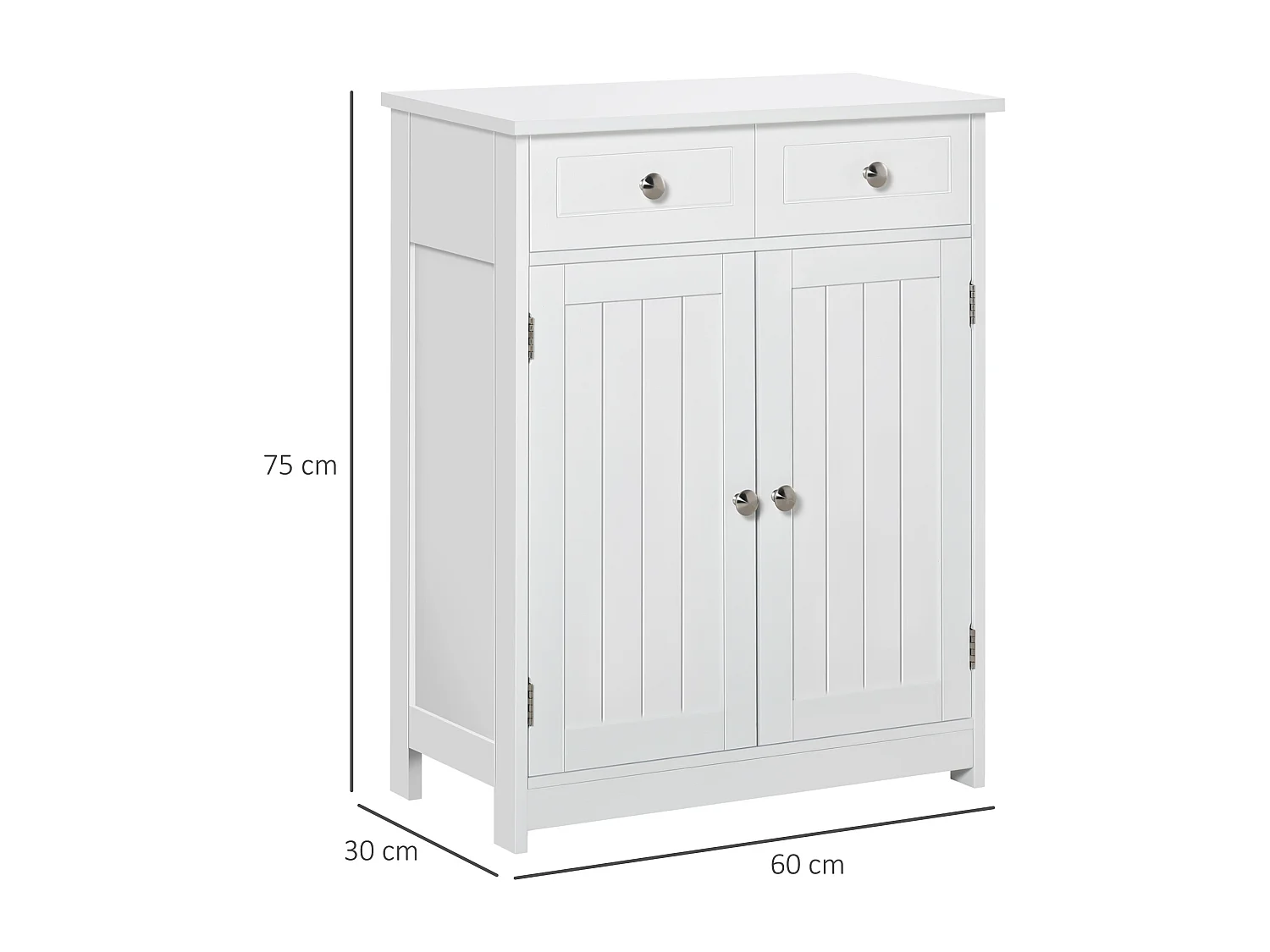 Mobile bagno 2 ante con ripiano regolabile e 2 cassetti bianco