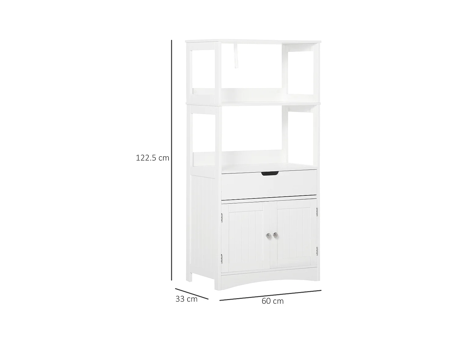 Mobile bagno multiuso in legno bianco con ante 60x33x122.5cm