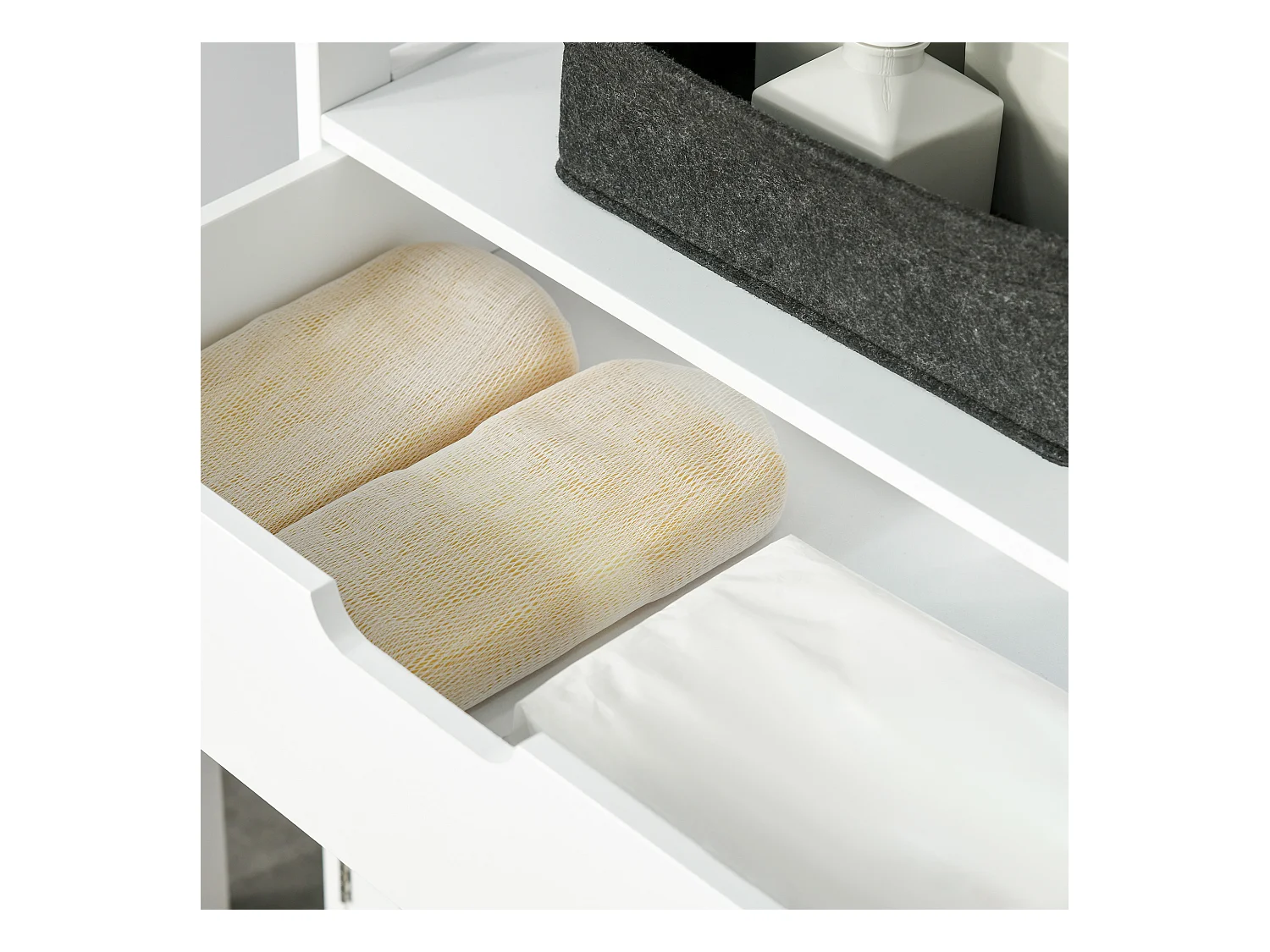 Mobile bagno multiuso in legno bianco con ante 60x33x122.5cm