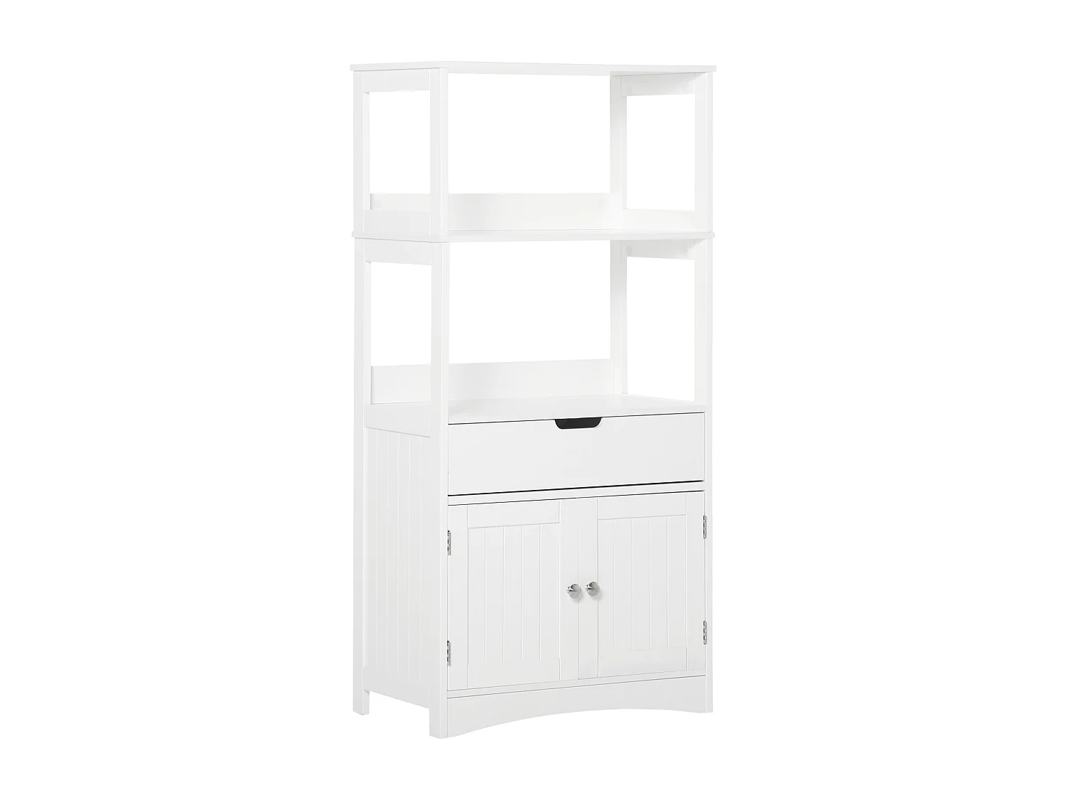 Mobile bagno multiuso in legno bianco con ante 60x33x122.5cm