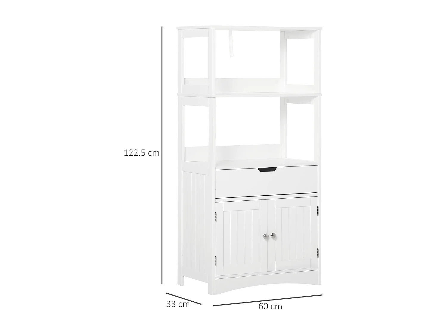 Mobile bagno multiuso in legno bianco con ante 60x33x122.5cm