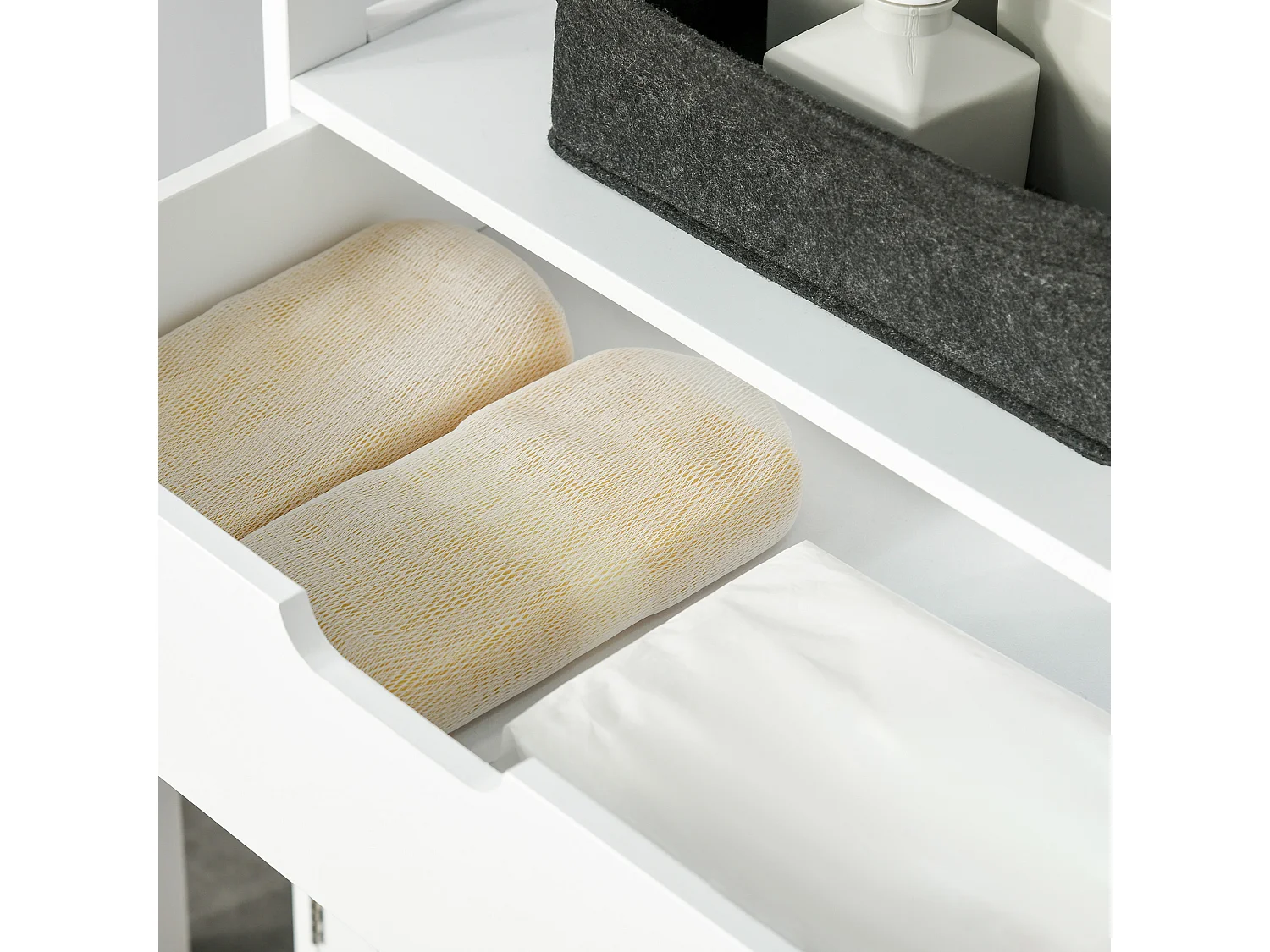 Mobile bagno multiuso in legno bianco con ante 60x33x122.5cm