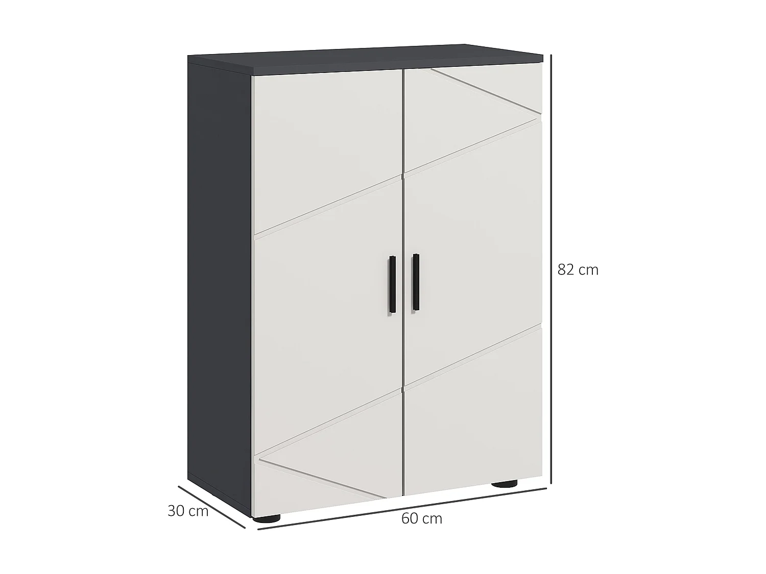 Mobile bagno 2 ante con 3 ripiani 60x30x82cm in legno grigio