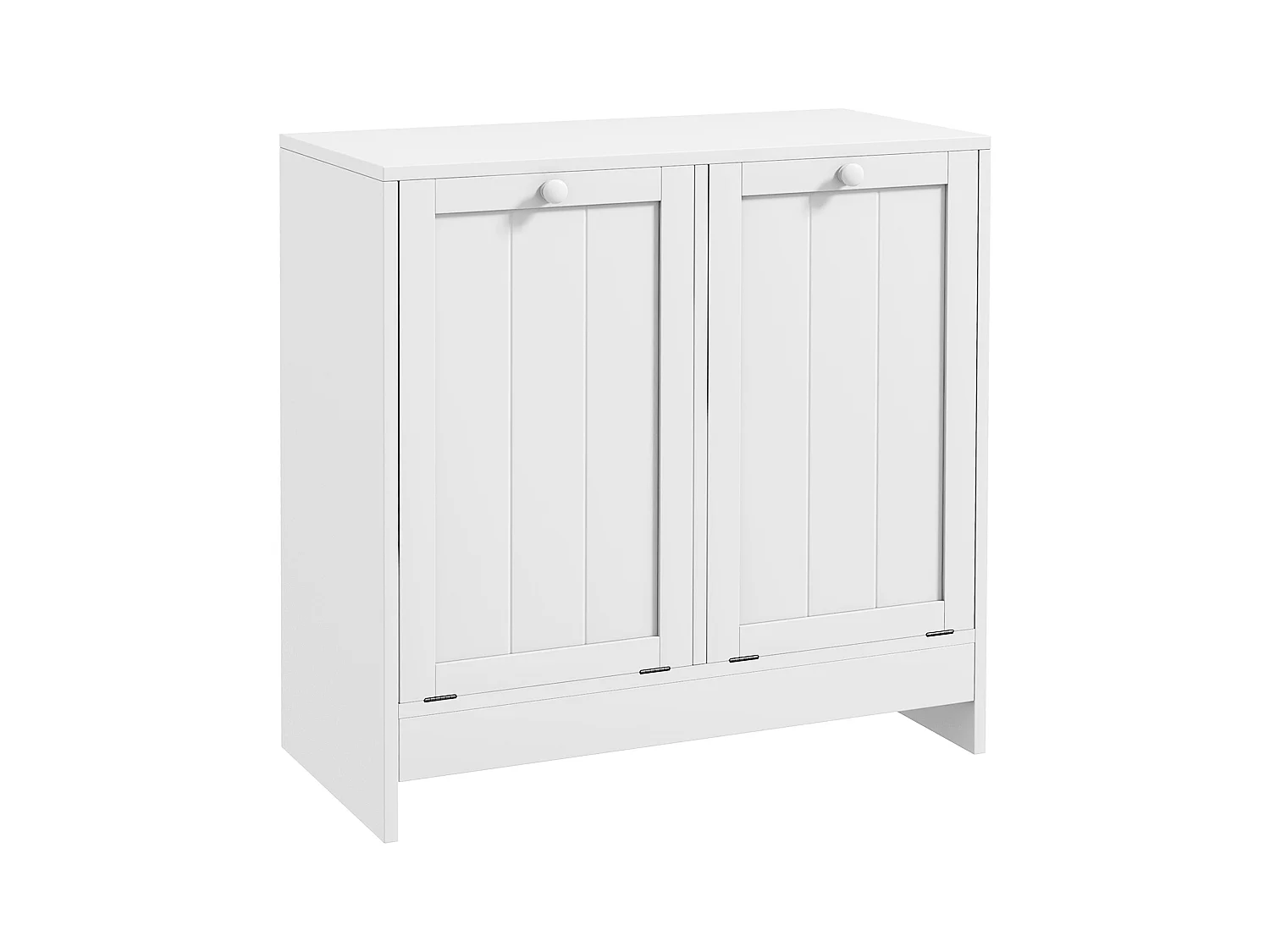 Mobile portabiancheria con 2 scomparti a ribalta in legno bianco