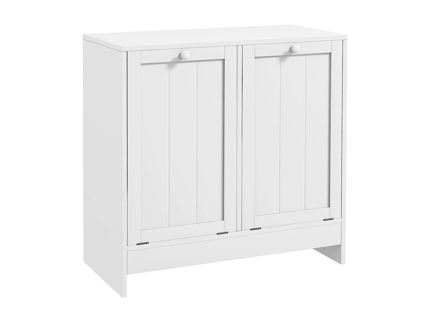 Mobile portabiancheria con 2 scomparti a ribalta in legno bianco