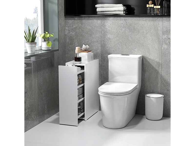 Mobiletto bagno salvaspazio a 3 livelli in truciolato bianco