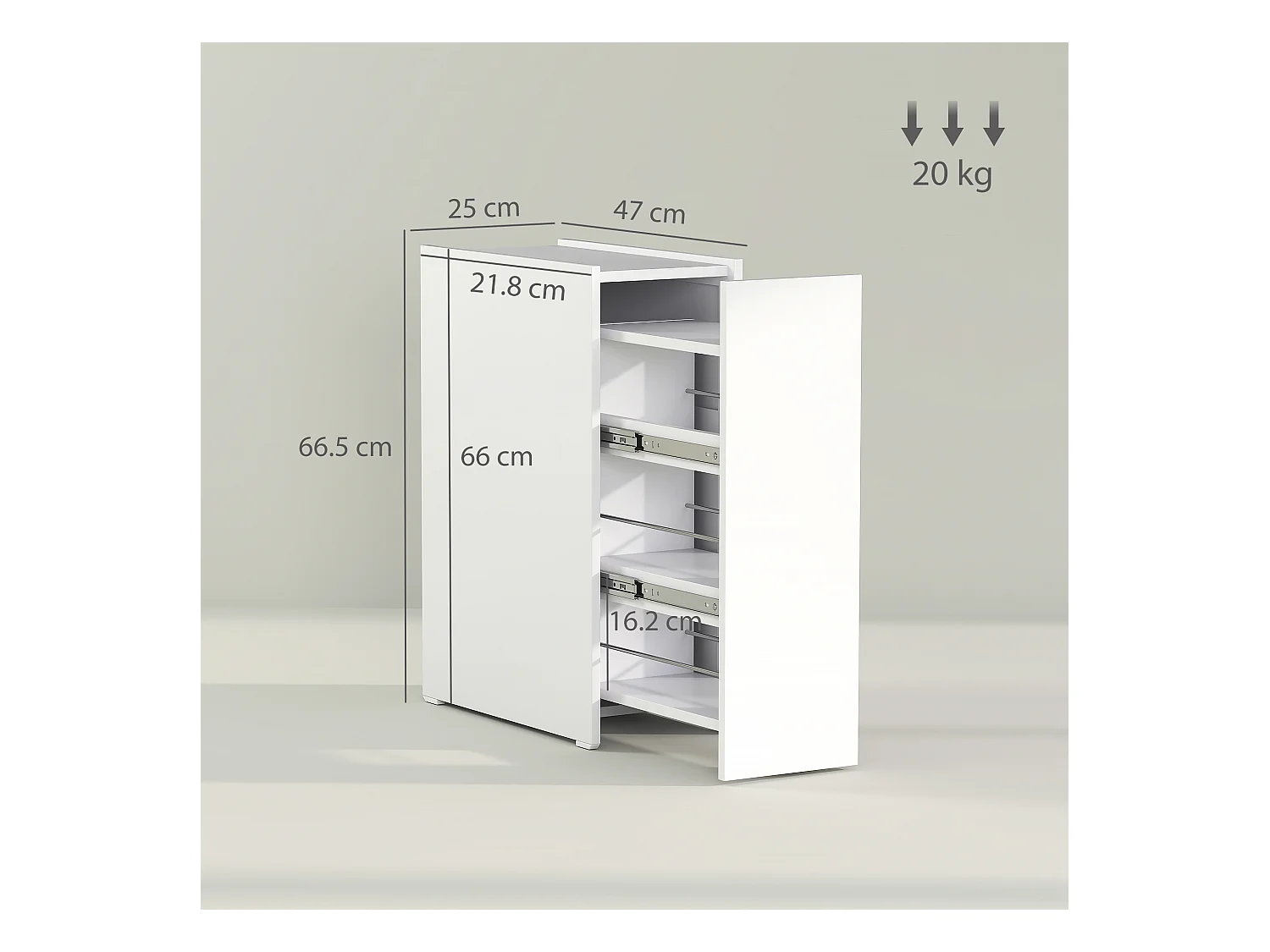 Mobiletto bagno salvaspazio a 3 livelli in truciolato bianco