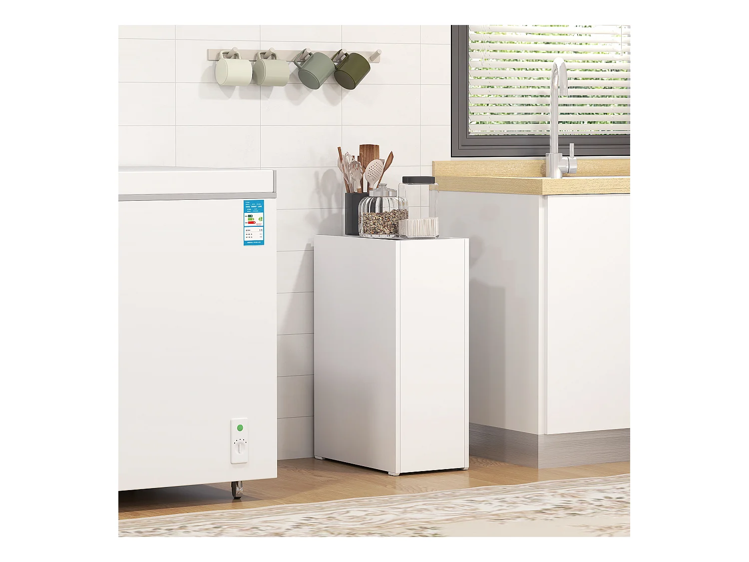 Mobiletto bagno salvaspazio a 3 livelli in truciolato bianco