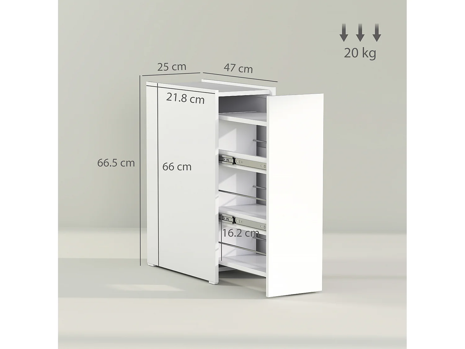 Mobiletto bagno salvaspazio a 3 livelli in truciolato bianco