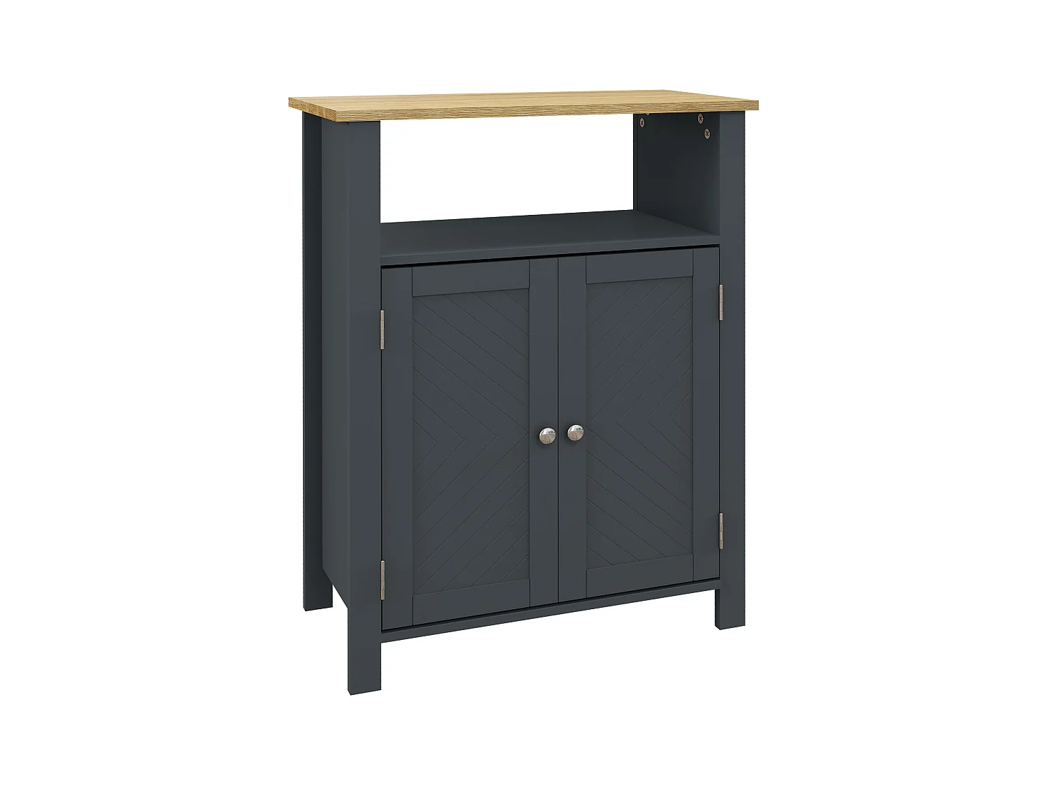 Mobiletto bagno a 3 ripiani e 2 ante con design rialzato