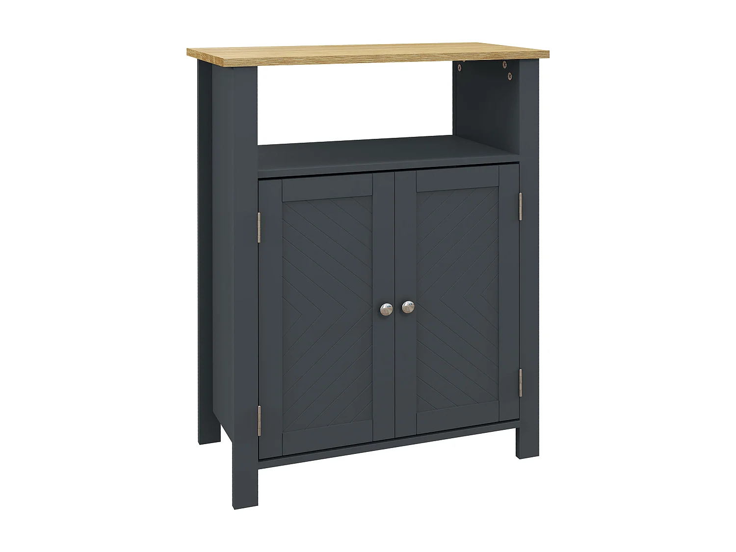 Mobiletto bagno a 3 ripiani e 2 ante con design rialzato