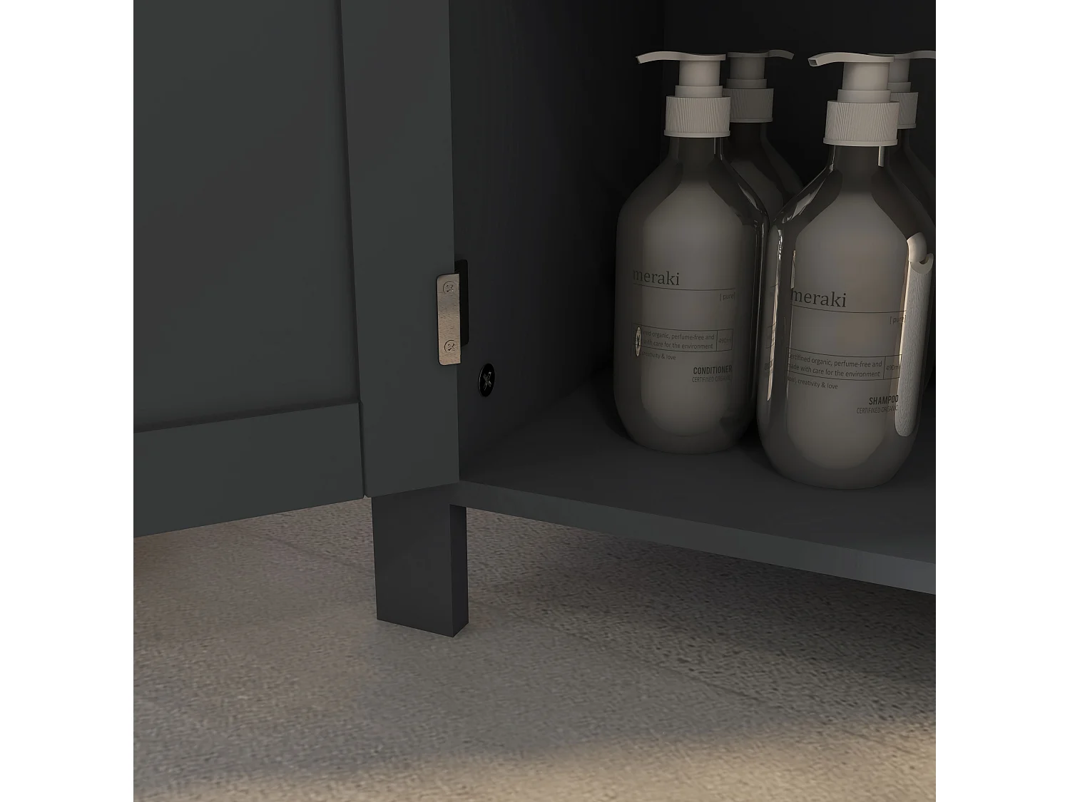 Mobiletto bagno a 3 ripiani e 2 ante con design rialzato