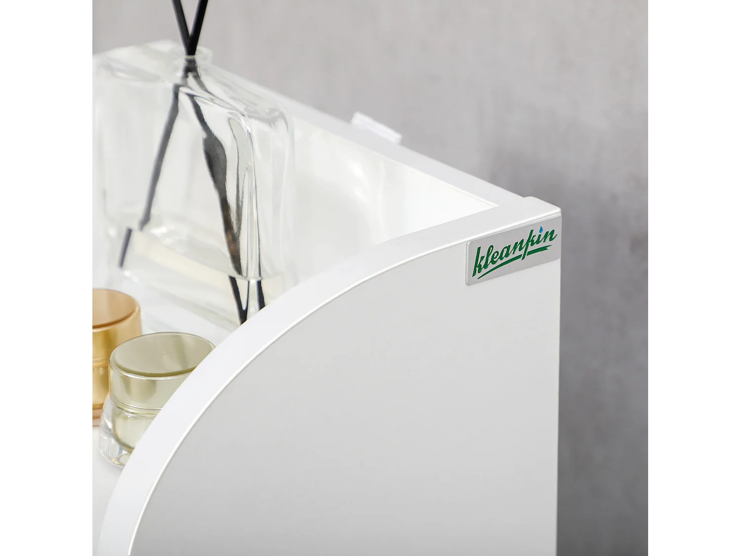 Colonna bagno con 3 ripiani e armadietto a 2 livelli in legno bianco