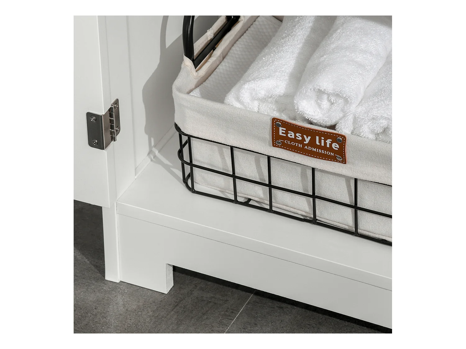 Mobile bagno con armadietto e 2 cassetti regolabili in legno bianco