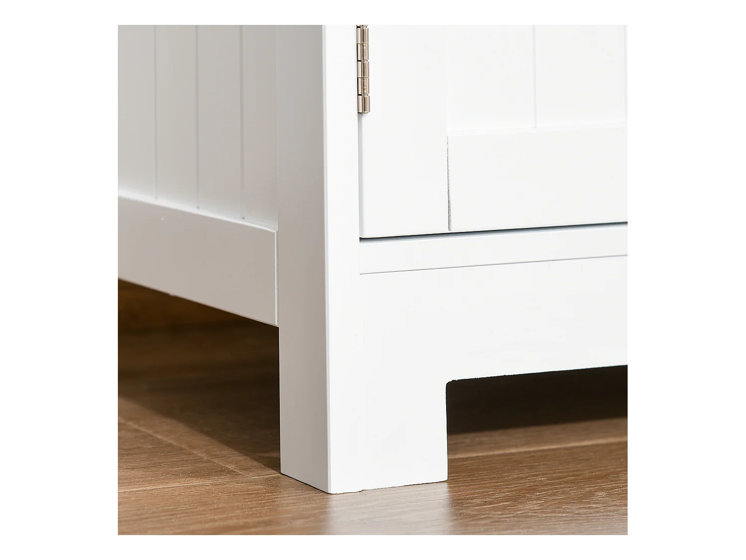 Mobile bagno multiuso con 2 armadietti e ante in vetro e legno bianco