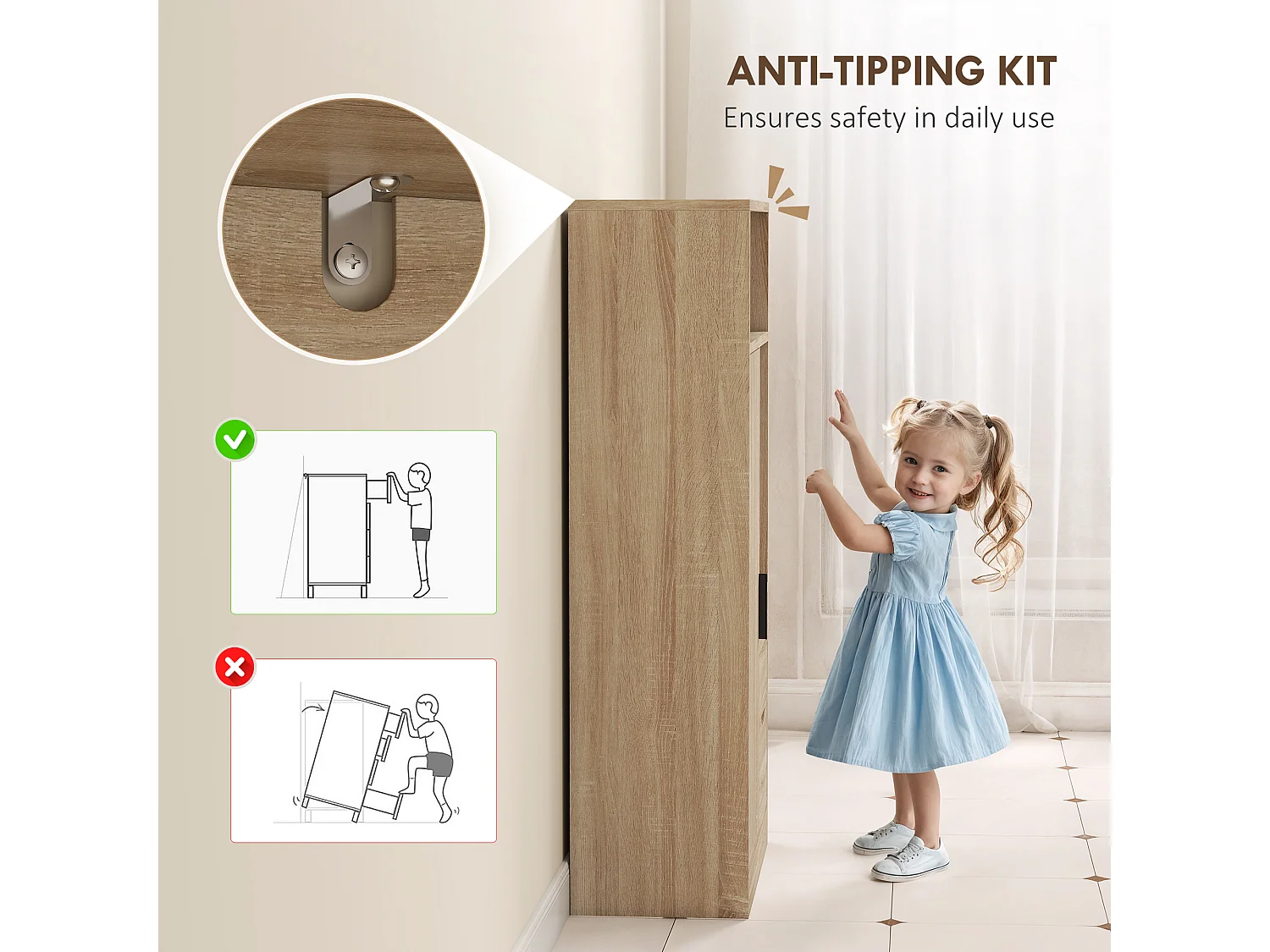 Mobile bagno salvaspazio con 2 cassetti ripiani e armadietto legno