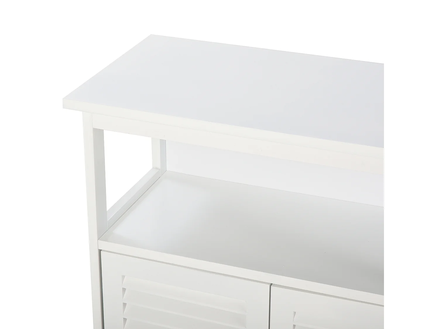 Mobiletto da bagno bianco con 2 ripiani e armadietto in mdf bianco