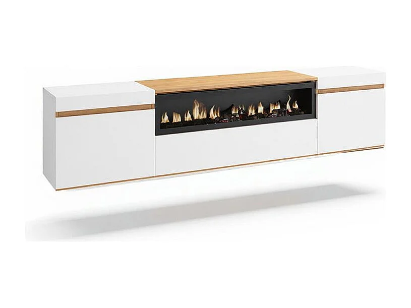 Mueble TV Kavos Wall Chimenea Blanco - Roble Arena