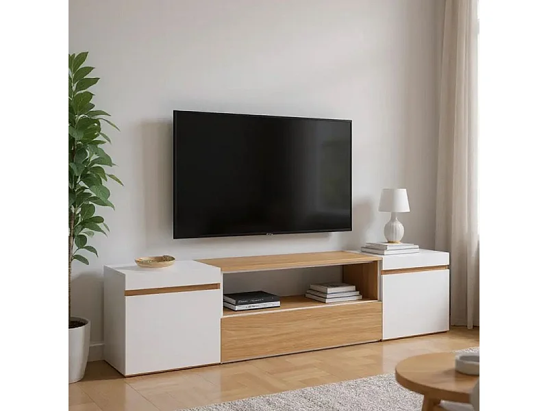 Mueble TV Kavos Roble Arena- Blanco