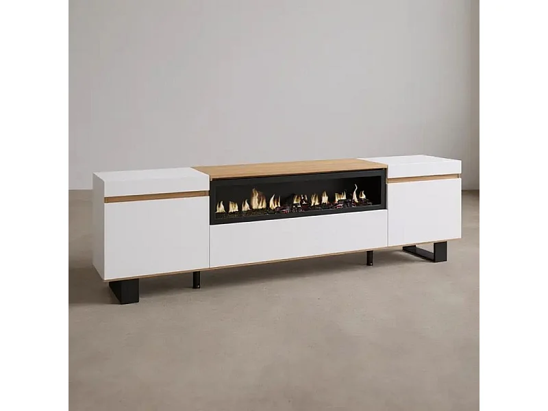 Mueble TV Kavos Up Chimenea Blanco - Roble Arena