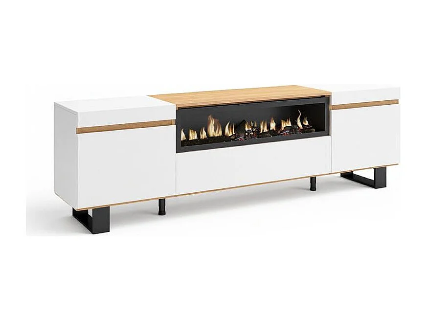 Mueble TV Kavos Up Chimenea Blanco - Roble Arena