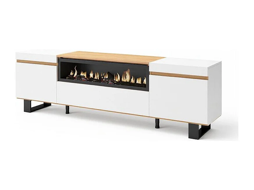 Mueble TV Kavos Up Chimenea Blanco - Roble Arena