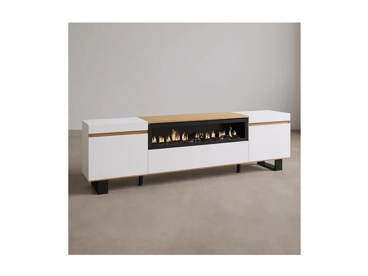 Mueble TV Kavos Up Chimenea Blanco - Roble Arena