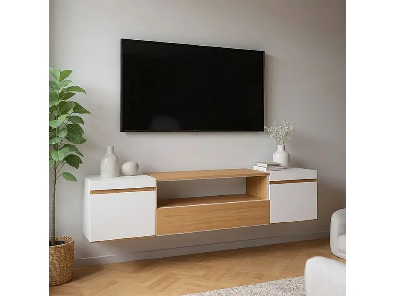 Mueble TV Kavos Wall Roble Arena- Blanco