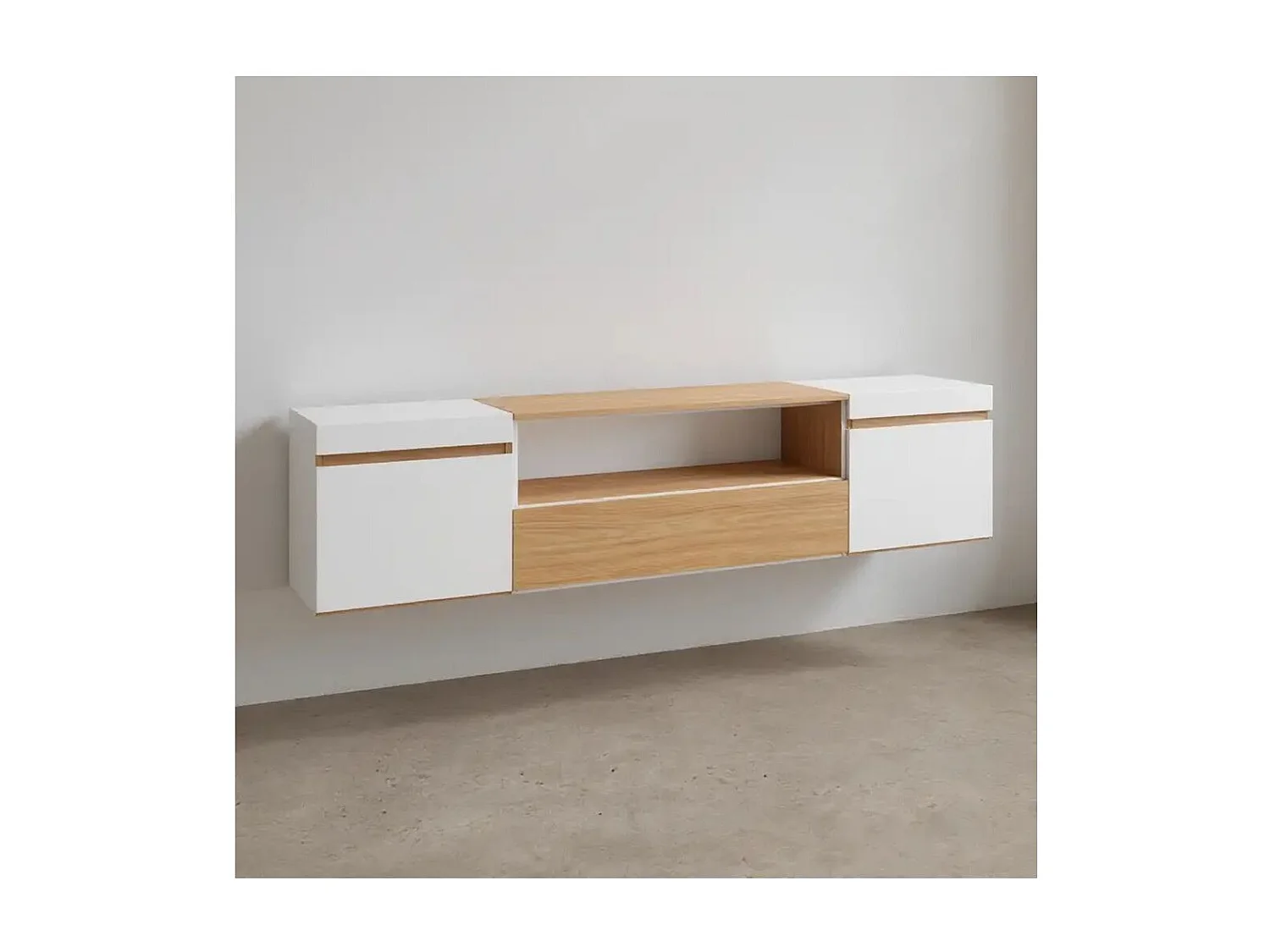 Mueble TV Kavos Wall Roble Arena- Blanco