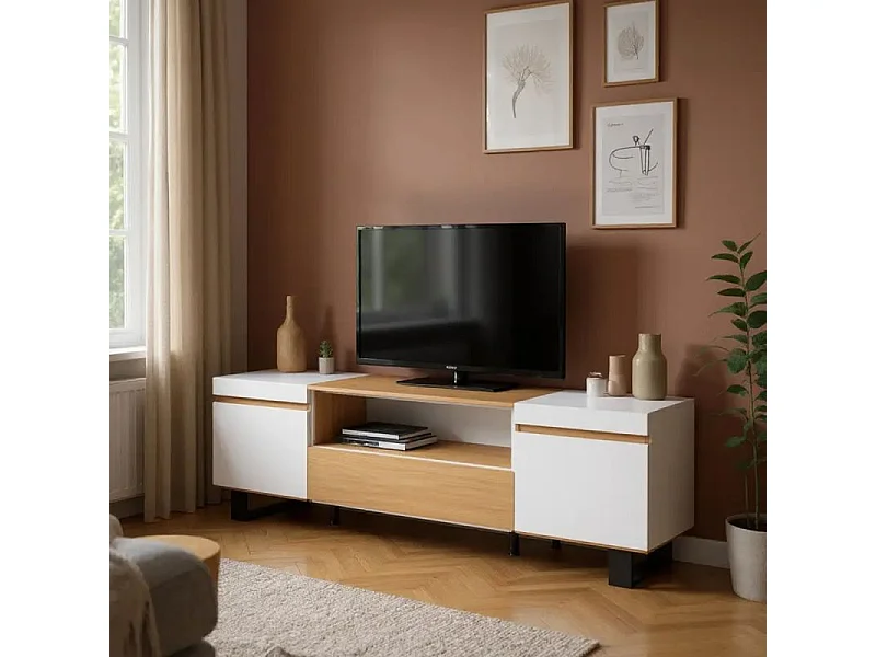 Mueble TV Kavos Up Roble Arena- Blanco
