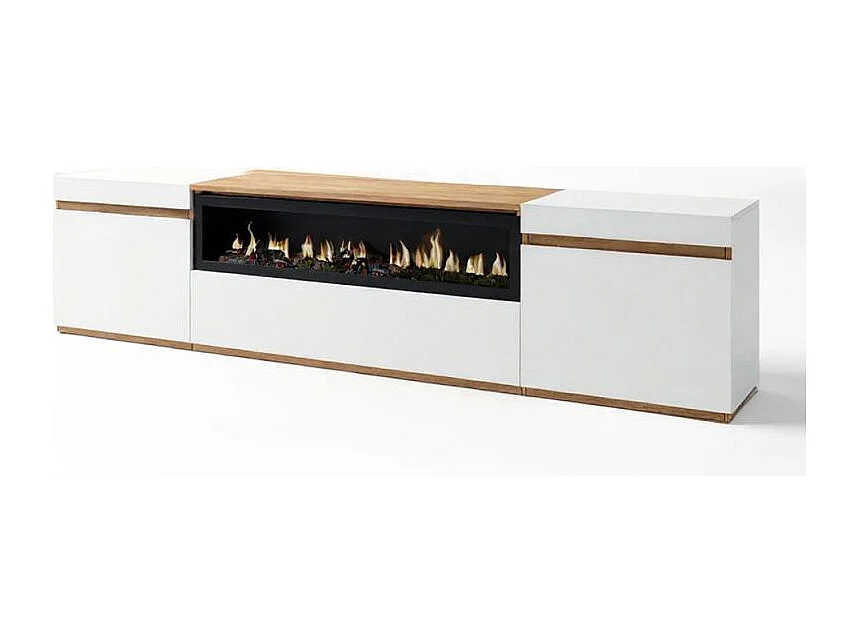 Mueble TV Kavos Chimenea Blanco - Roble Arena