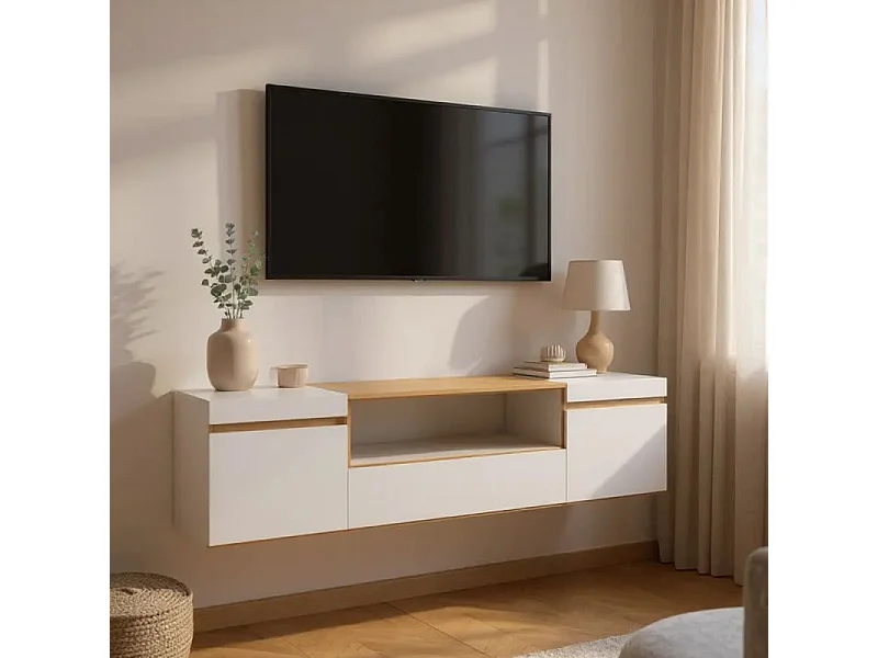 Mueble TV Kavos Wall Blanco - Roble Arena