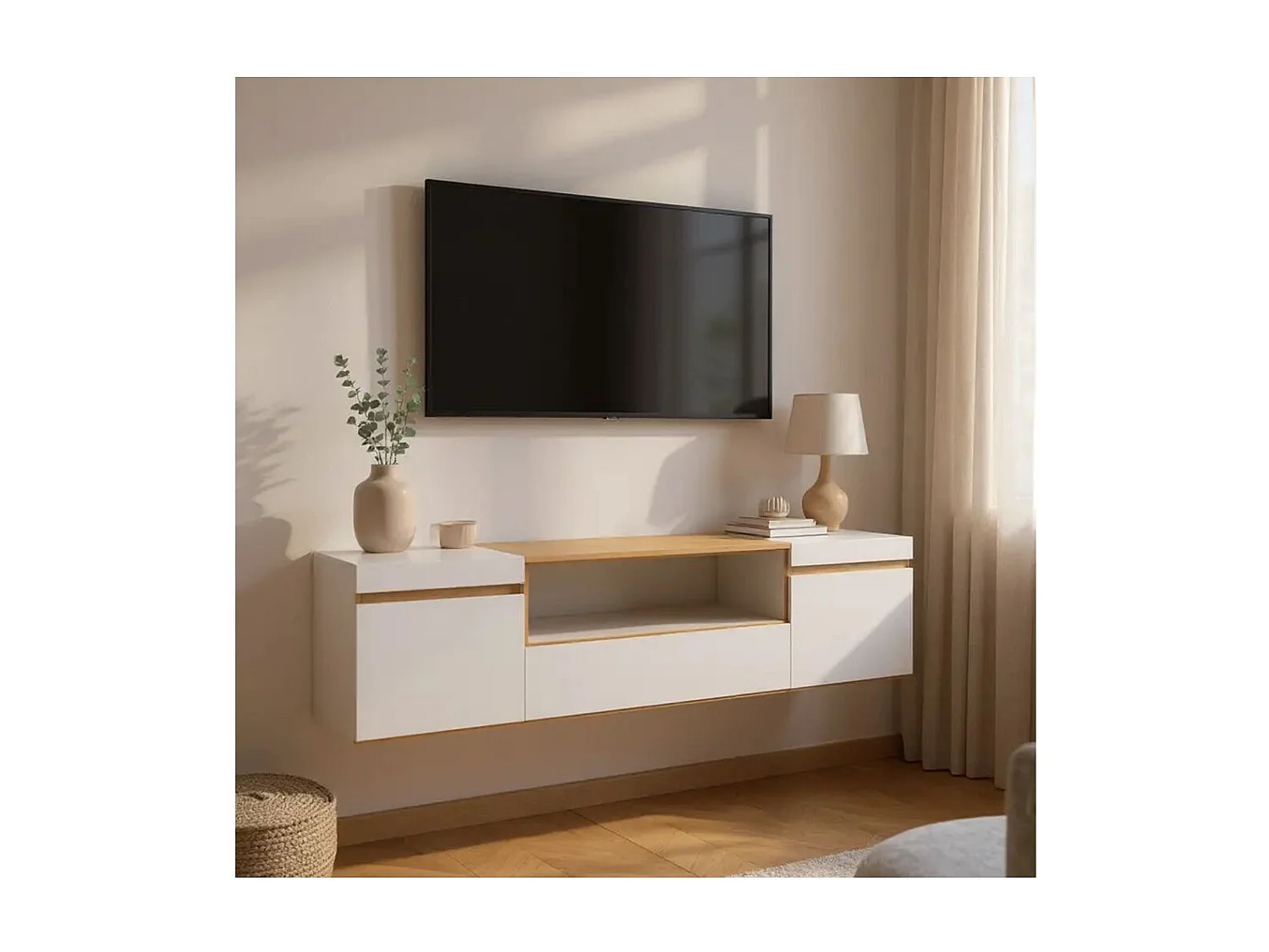 Mueble TV Kavos Wall Blanco - Roble Arena