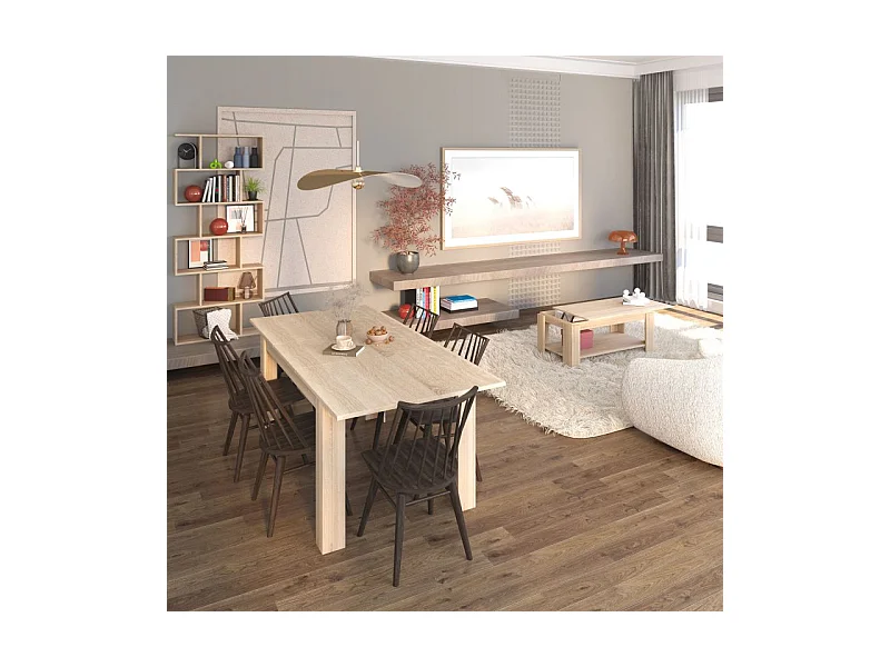 Pack mesa de comedor 140 y mesa de centro Lya Roble Canadian