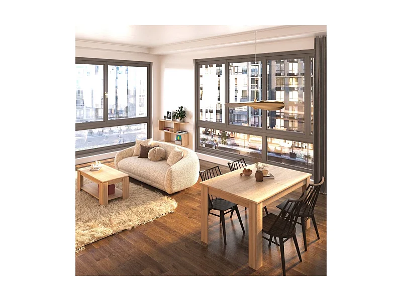 Pack mesa de comedor 140 y mesa de centro Lya Roble Canadian