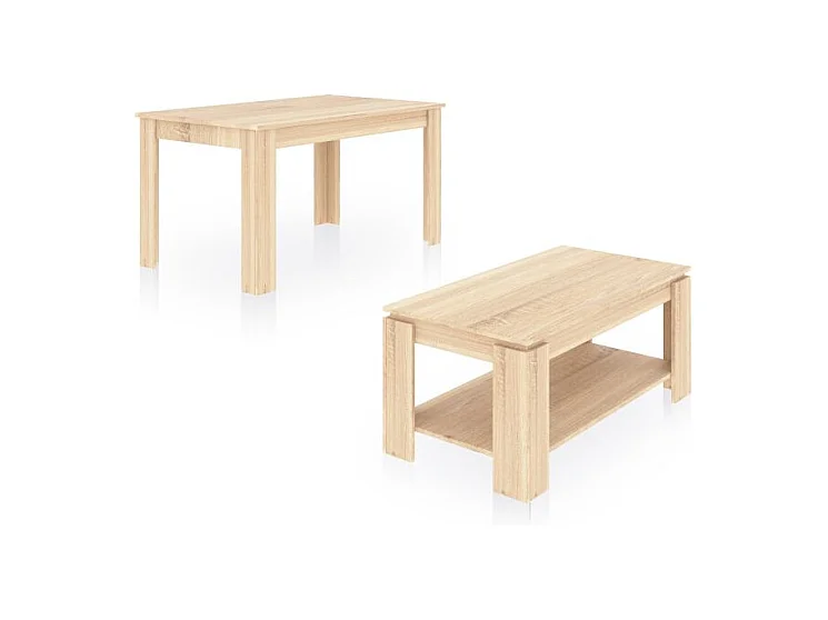 Pack mesa de comedor 140 y mesa de centro Lya Roble Canadian