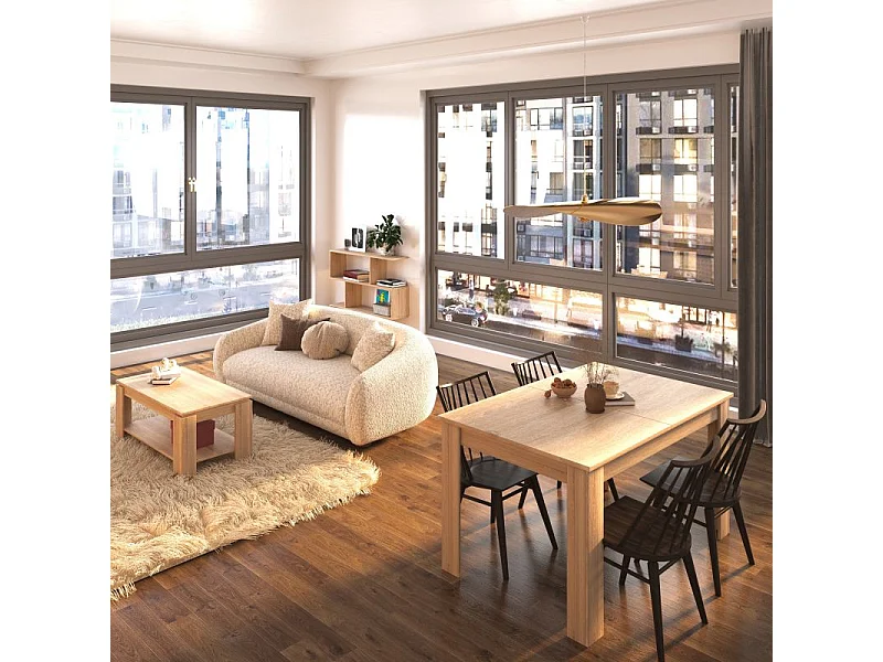 Pack mesa de comedor 140 y mesa de centro Lya Roble Canadian