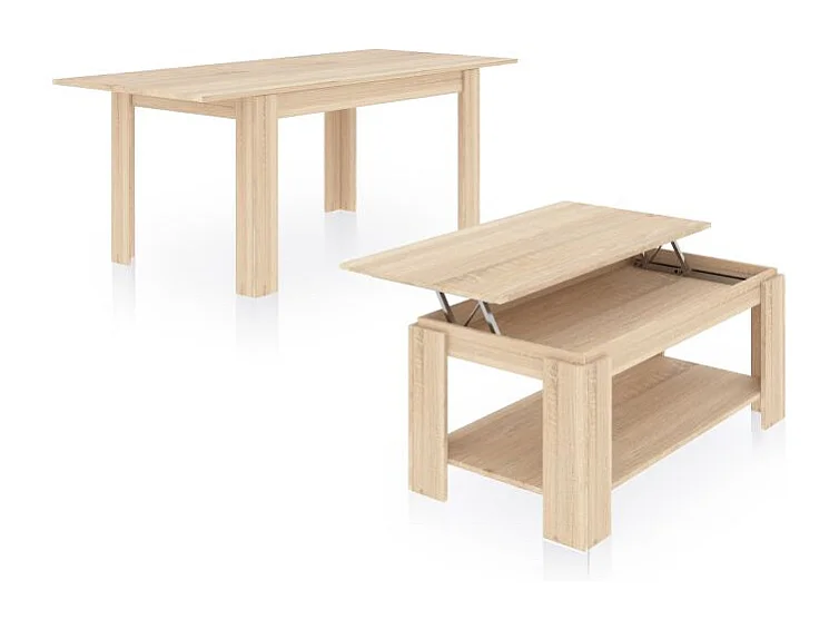 Pack mesa de comedor 140 y mesa de centro Lya Roble Canadian