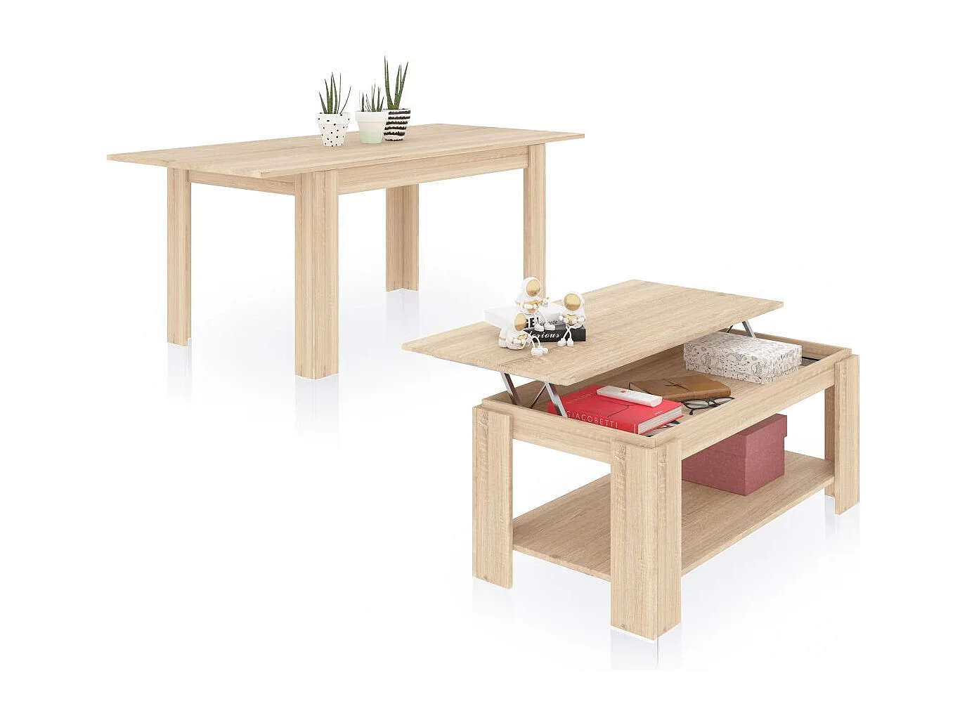 Pack mesa de comedor 140 y mesa de centro Lya Roble Canadian