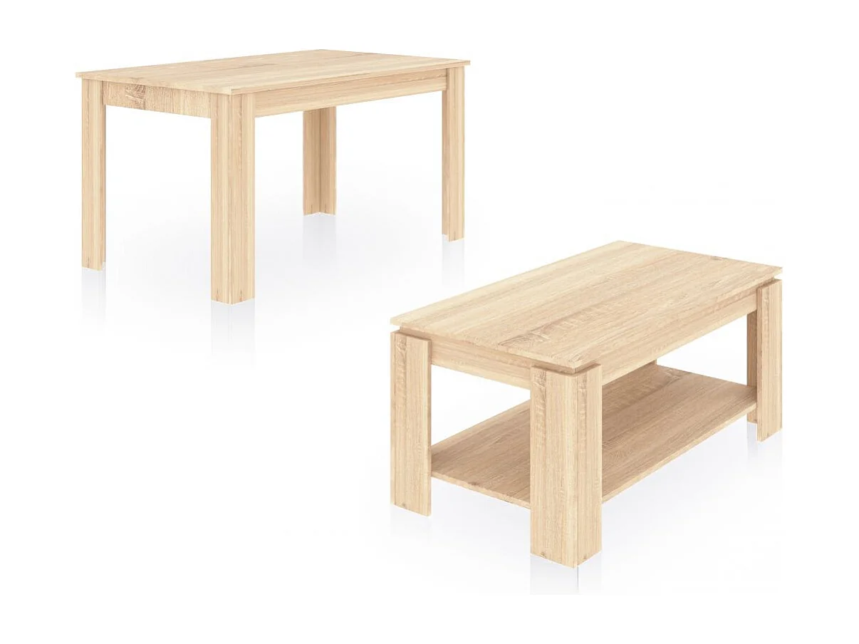 Pack mesa de comedor 140 y mesa de centro Lya Roble Canadian