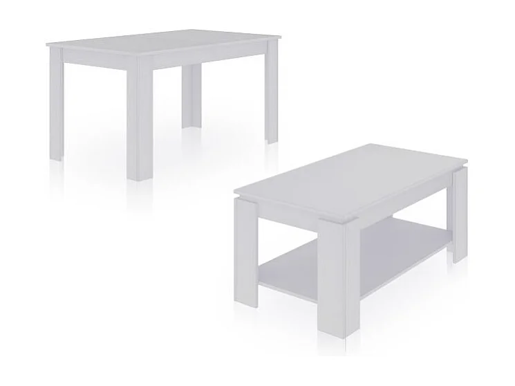 Pack mesa de comedor 140 y mesa de centro Lya Blanco Artik (Blanco Mate)
