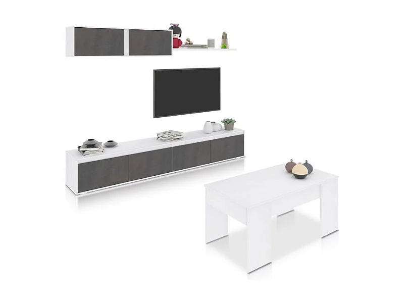 Pack salón con mesa de centro Arlet Plus V2 Blanco Artik (Blanco Mate) - Óxido