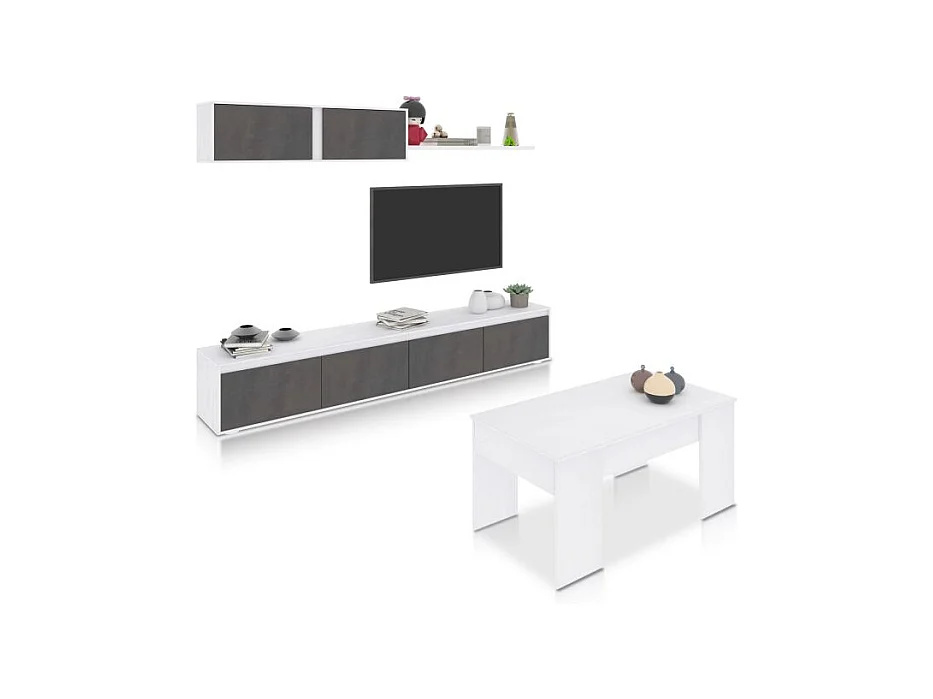 Pack salón con mesa de centro Arlet Plus V2 Blanco Artik (Blanco Mate) - Óxido
