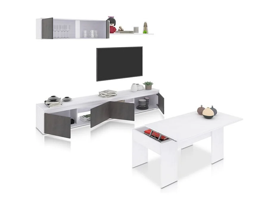 Pack salón con mesa de centro Arlet Plus V2 Blanco Artik (Blanco Mate) - Óxido