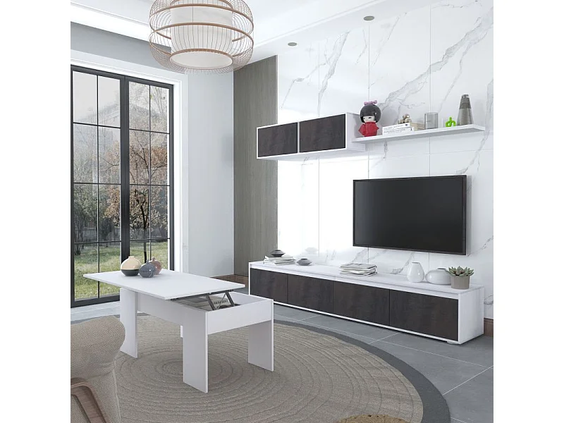 Pack salón con mesa de centro Arlet Plus V2 Blanco Artik (Blanco Mate) - Óxido