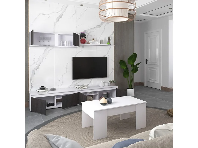 Pack salón con mesa de centro Arlet Plus V2 Blanco Artik (Blanco Mate) - Óxido