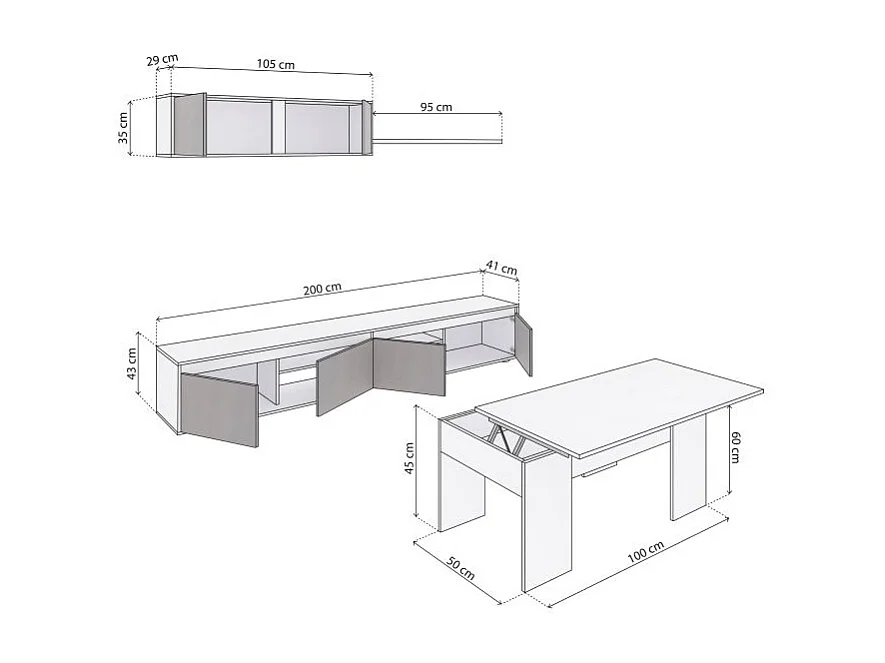 Pack salón con mesa de centro Arlet Plus V2 Blanco Artik (Blanco Mate) - Óxido