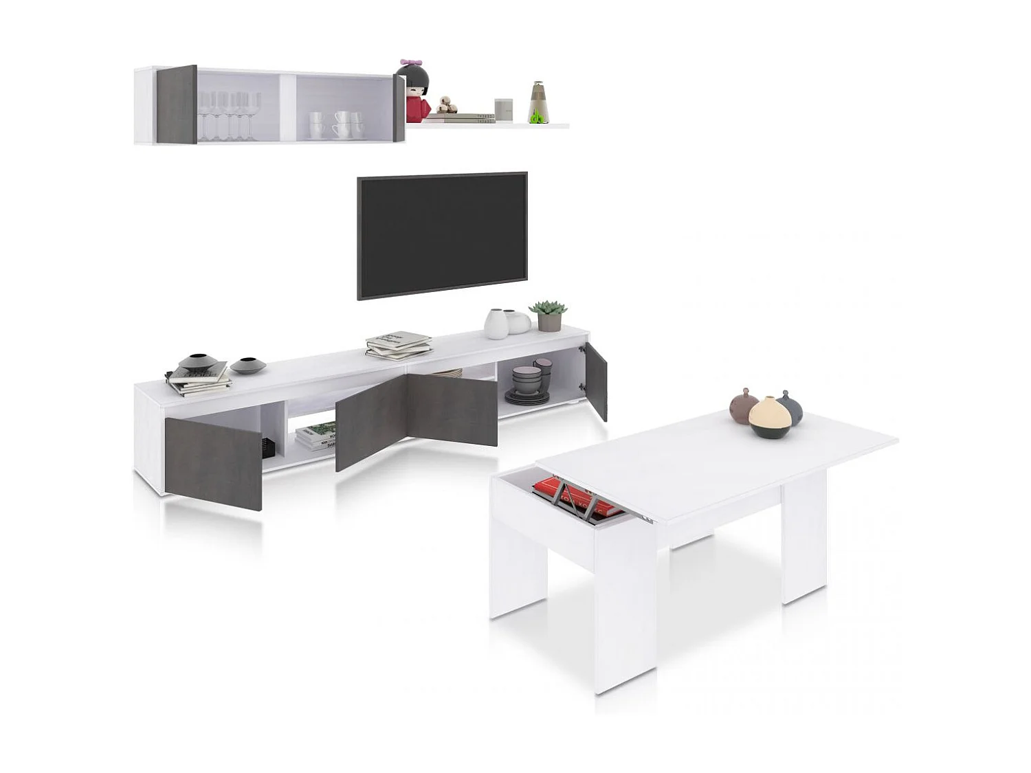 Pack salón con mesa de centro Arlet Plus V2 Blanco Artik (Blanco Mate) - Óxido